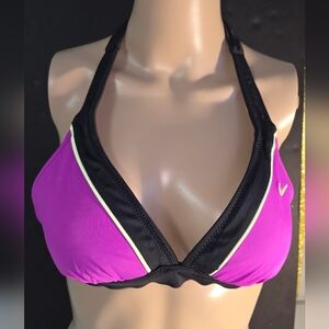 Nike Women's Reversable Vibrant Purple and Black Halter Bra/ Polka Dot Logo 32?*